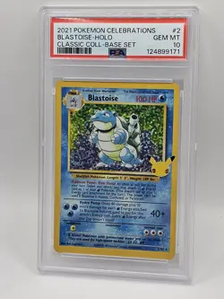 PSA 10 Blastoise 2/102 Celebrations: Classic Collection Holo 2021 Pokemon TCG - Image 1