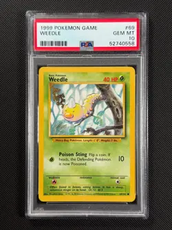 Pokemon Card Weedle 69/102 Regular PSA 10 WOTC Base Set GEM MINT - Image 1