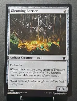 MTG 0252 GLEAMING BARRIER Artifact Creature Foundations card⚔NM/MT - Image 1
