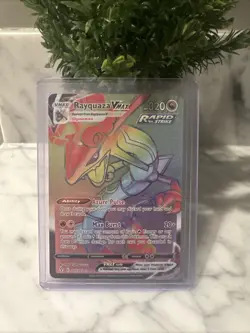 Pokemon TCG Rayquaza VMAX Holo Rainbow Secret Rare Card Evolving Skies 217/203 - Image 1