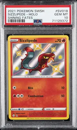 2021 POKEMON SWORD & SHIELD SHINING FATES #SV018 SIZZLIPEDE-HOLO PSA 10 - Image 1