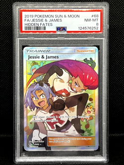 2019 Pokemon Sun & Moon Hidden Fates #68 Fa/Jessie & James Hidden Fates PSA 8 - Image 1