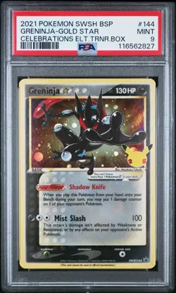 2021 Pokemon Greninja Gold Star Celebrations ETB Promo SWSH144 Mint PSA 9 - Image 1