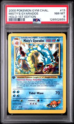 Pokemon 2000 Misty's Gyarados 1st Edition Gym Challenge #013 Holo - PSA 8 NM-MT - Image 1