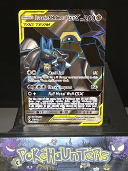 Pokemon Card Lucario & Melmetal GX 203/214 Full Art Unbroken Bonds Tag Team NM - Image 1