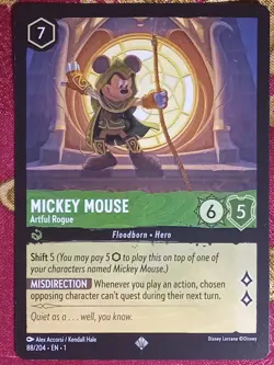 Mickey Mouse Artful Rogue 88/204 The First Chapter Disney's Lorcana TCG Card - Image 1