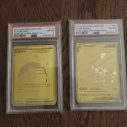 PSA 8 - Pikachu V Gold & Poke Ball Gold SWSH145/SWSH146 Pokemon TCG Celebrations - Image 1