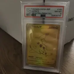 PSA 8 - Pikachu V Gold & Poke Ball Gold SWSH145/SWSH146 Pokemon TCG Celebrations - Image 2