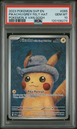 2023 POKEMON SVP EN-SV BLACK STAR PROMO #085 PIKACHU WITH GREY FELT HAT PSA 10 - Image 1