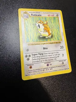 Pokemon TCG WOTC Shadowless Base Set Raticate 40/102 Uncommon MP - Image 2