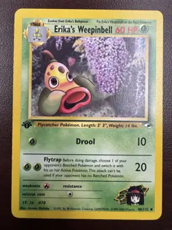 Pokemon ERIKA'S WEEPINBELL 48/132 1st Edition (2000 Gym Heroes) LP+/NM- - Image 1