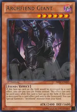 Yugioh - Archfiend Giant - 1st Edition Rare LP - Plus Free Holo Card - Image 1