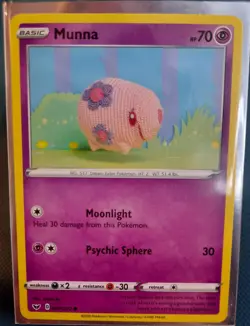 Pokemon TCG Sword & Shield Base Set Munna 087/202 Crochet Common Card - Image 1