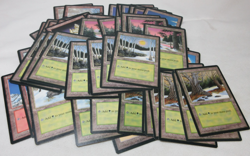 BASIC LANDS ICE AGE 80 CARD LOT MTG ISLAND FOREST MOUNTAIN PLAINS SWAMP #619 - Image 1