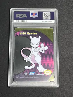 2000 Topps Pokemon Mewtwo PC5 TV Animation Clear Card PSA 9 MINT - Image 2