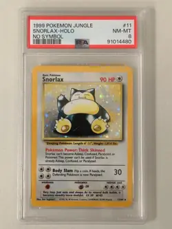1999 POKEMON JUNGLE NO SYMBOL #11 SNORLAX-HOLO PSA 8 - Image 1