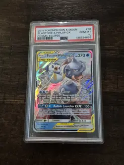 Pokemon PSA 10 Blastoise & Piplup GX Ultra Rare 2019 38/236 Cosmic Eclipse ENG - Image 1