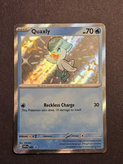Pokemon Paldean Fates Black Star Promo Shiny Quaxly SVP 082 Holo Rare - Image 1