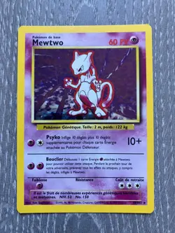 Carte Pokemon HOLO MEWTWO 10/102 Set de Base Wizards FR - NMint - Image 1