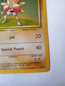 Pokemon TCG Hitmonchan Base Set 7/102 Holo 1999-2000 Wizards Base Set Copyright - Image 3