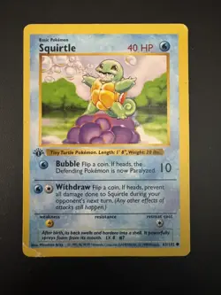 Pokemon shadowless Squirtle Base Set 63/102 Regular 1st Edition Common Hard play - Image 1