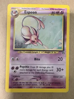 Pokemon Espeon 1/75 Neo Discovery Holo Card Unlimited 2000 OBO - Image 1