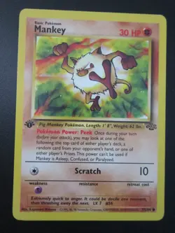 5 CARD LOT 1ST EDITION JUNGLE POKEMON NON HOLO MANKEY SPEAROW + NEV PLYD NM - Image 4