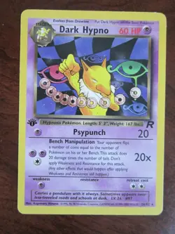 DARK HYPNO 1ST EDITION POKEMON CARD 26/82 ROCKET NON HOLO NEVER PLAYED NM- - Image 1