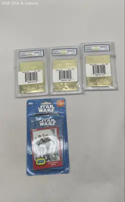 Set Of Score Board Star Wars 23kt Gold Cards And Star Wars Topps Card Pack - Image 1