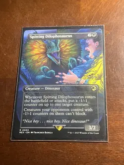 Spitting Dilophosaurus Borderless ⭐NM⭐ Jurassic World Magic The Gathering REX #3 - Image 1