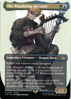 The Wandering Minstrel BORDERLESS Final Fantasy Magic MTG NM - Image 1