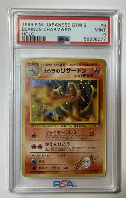 1999 Pokemon Japanese Gym 2 Blaine's Charizard #6 Holo PSA 9 MINT - Image 1