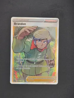 Pokemon TCG Brandon 188/195 Rare Silver Tempest Sword & Shield Trainer Full Art - Image 1