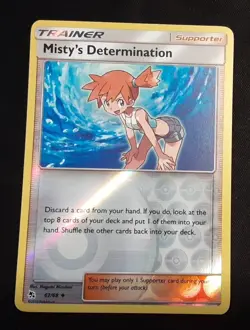 Misty's Determination 62/68 Uncommon Reverse Holo Hidden Fates Pokemon TCG LP - Image 1