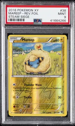 2016 POKEMON XY STEAM SIEGE #38 MAREEP-REVERSE FOIL PSA 9 - Image 1