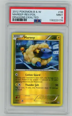 2012 Pokemon Black & White Dragons Exalted Mareep Reverse Holo #38 PSA 9 Mint - Image 1