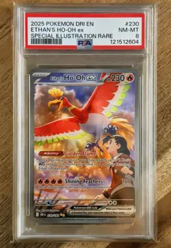 2025 POKEMON DRI SPECIAL ILLUSTRATION RARE #230 ETHAN'S HO-OH EX PSA 8 - Image 1