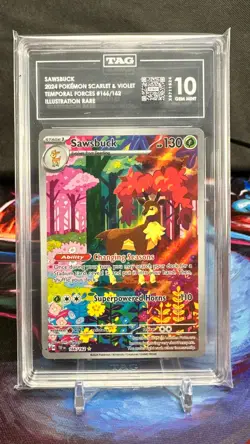 Pokemon TCG Sawsbuck Illustration Rare Temporal Forces 166/162 TAG GEM MINT 10 - Image 3