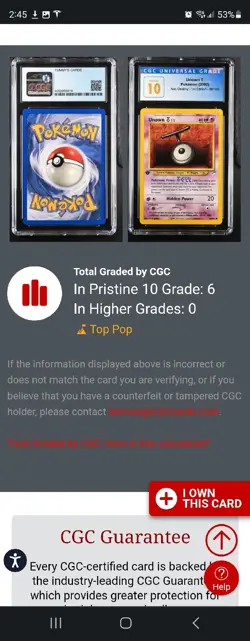 (POP 6) CGC 10 PRISTINE Unown T Neo Destiny 1st Edition Pokemon Card 2002 88/105 - Image 4