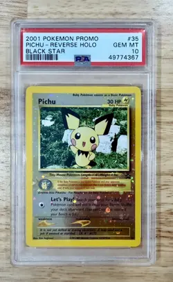 2001 Pokemon Pichu Reverse Holo Black Star Promo Card #35 WOTC Low Pop PSA 10 - Image 1