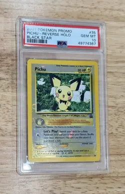 2001 Pokemon Pichu Reverse Holo Black Star Promo Card #35 WOTC Low Pop PSA 10 - Image 3