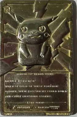 Pikachu 1999 Pokemon 23K Gold-Plated Burger King Nintendo Promo Trading Card - Image 1