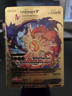 Pokemon TCG Charizard V Wild Flames / Fan Art Gold - Image 1