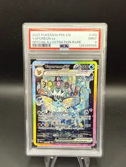 2025 POKEMON PRE EN-PRISMATIC EVOLUTIONS #149 VAPOREON EX PSA 9 - Image 1