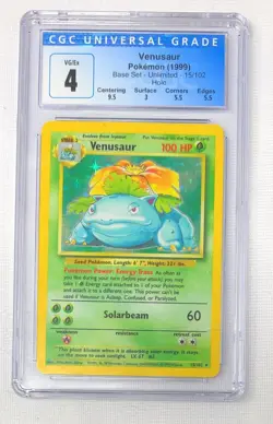 Venusaur 15/102 Holo - Base Set Unlimited 1999 - CGC 4 VG/EX - Vintage Pokemon - Image 1