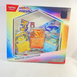 Pokemon Prismatic Evolutions Factory Sealed 3 Booster Pack Poster Collection Box - Image 1