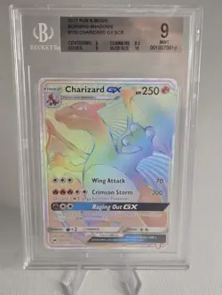 2017 POKEMON SUN & MOON BURNING SHADOWS SECRET #150 FULL ART/CHARIZARD GX BGS 9 - Image 1