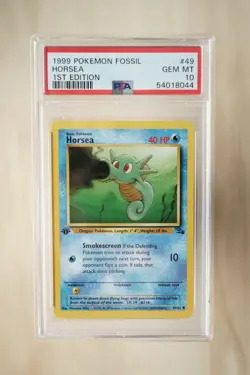 1999 Pokemon Fossil Horsea 1st Edition 49/62 GEM MINT PSA 10 - Image 1