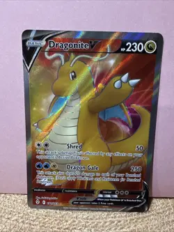 Pokemon TCG Dragonite v Evolving Skies Holo Ultra Rare Full Art Card 191/203 - Image 1
