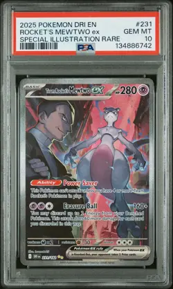 PSA 10 GEM MINT Rocket’s Mewtwo 231/182 Destined Rivals SIR Holo Pokemon Card - Image 1